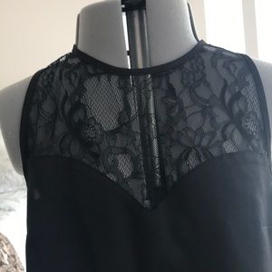 H&M Silky Black Top with Lace
